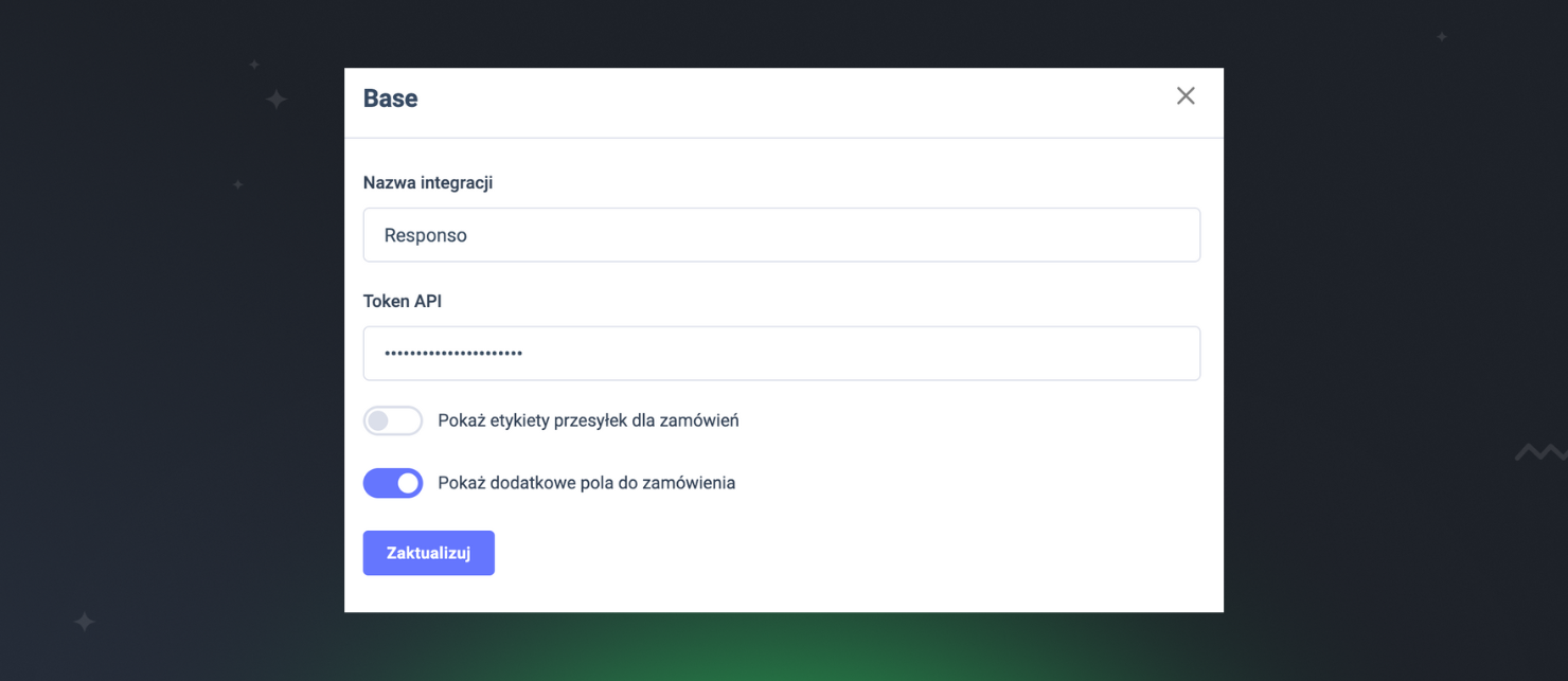 Base: wyświetlanie pól dodatkowych w informacji o zamówieniu