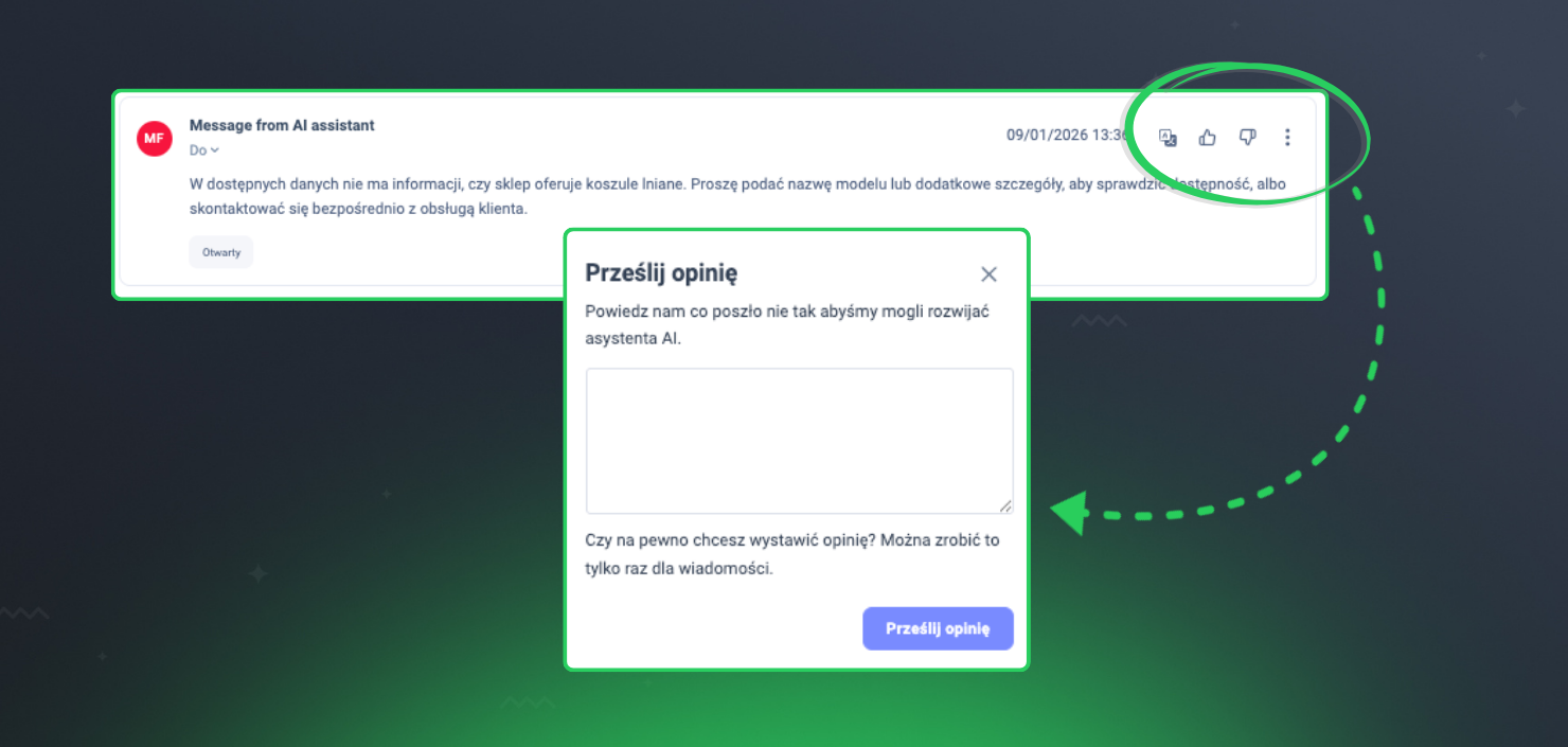 Ocena wiadomości Asystenta AI